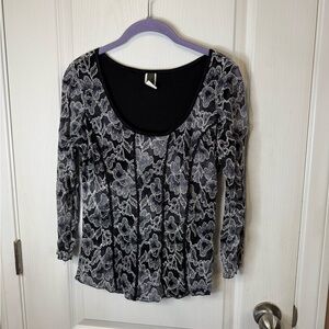 Vintage Black and Gray Lace Women's Top